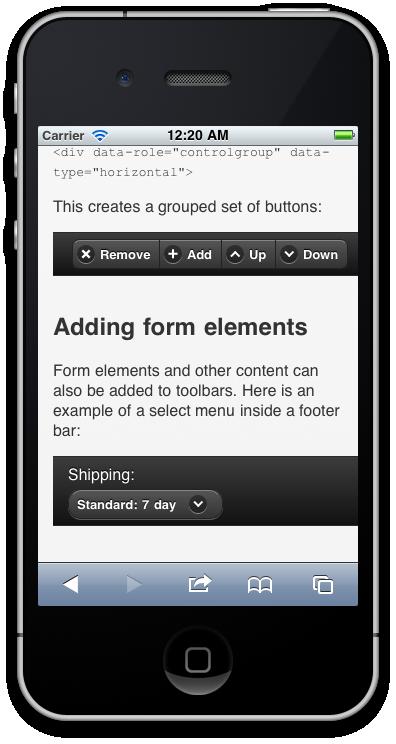 Components: Footer data-role= footer <div data-role= content >. </div> <!