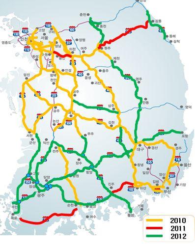 [ 그림 2-8] 하이패스기반교통정보시스템구축현황 현재한국도로공사는 DSRC 교통정보시스템구축과함께종합적인교통상황관리체계도입, 터널, 휴게소, 우회국도등과의연계체계구축,