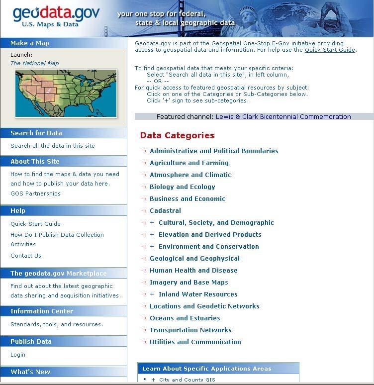 < 그림 6> Geospatial One-Stop(www.geodata.