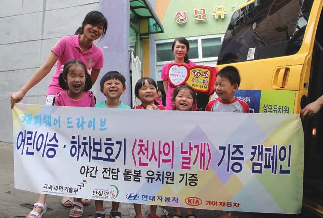 03. 4 Society 임직원고객협력사지역사회 local 지역사회 사회의한구성원으로서현대자동차는국내와글로벌지역에서지역사회의특성을고려한다양한분야의사회공헌활동을전개하며 함께움직이는세상 을만들어가기위해노력하고있다. communities 교통안전 행복한거리만들기, 해피웨이드라이브캠페인 어린이교통사고는어른들의책임이다.