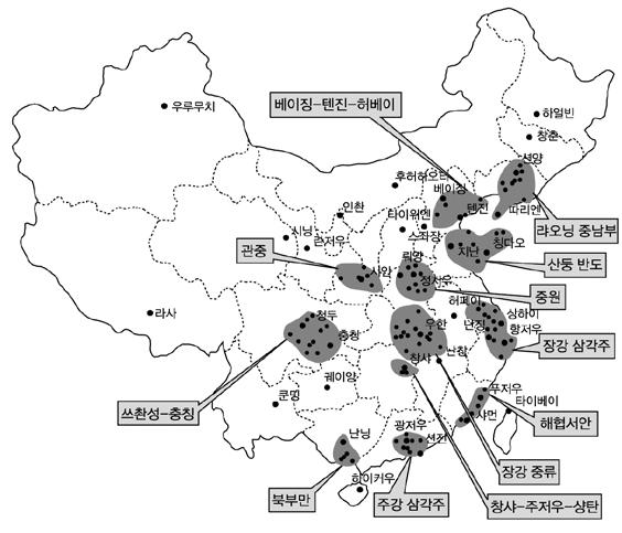 중국의신형도시화배경과도시정책동향 ( 和諧 ) 등의정책기조를더욱강조했다. 이어서 2010년 10월, 중공 17차 5중전회에서통과된 12차 5개년계획 (2011 2015) 건의에서는 동부연해지구의발전을승계하면서서부를발동시킨다 는 승동계서 ( 承東啓西 ) 와 포용성발전 을정책기조로채택했다.