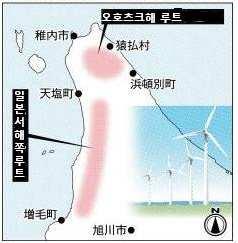 주요단신 WORLD ENERGY MARKET Insight Weekly 시케쵸 ( 増毛町 ) 의일본서해쪽루트에대한송전망개발가능성및기술과제등을조 사할예정임. < 송전망확충루트 > 자료 : 北海道新聞 - 일정규모의바람이안정적으로부는풍력발전최적지는홋카이도와도호쿠연안부등으로대형전력회사의주요송전망에서떨어진곳에집중되어있음.