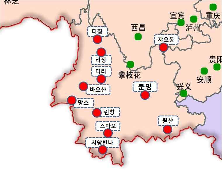 제3장 주강지역 물류현황 및 실태분석 59 거점공항으로 계획되었으며, 베이징, 상하이, 광저우에 이어 국제허브공 항으로 육성될 계획이다. 또한 서남지역의 발전에 따라 공항인프라 건 설 역시 가속화 될 것이다.