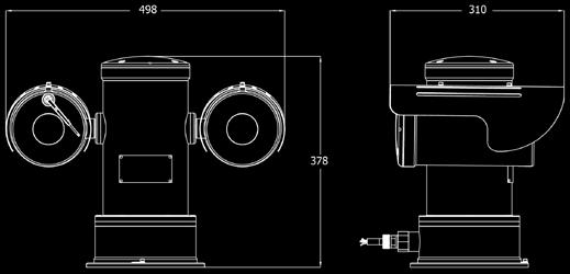 8" Exmor CMOS 2M Pixel/1920 1080 30fps 재질 : 스테인레스스틸 316L 적외선 (IR) 거리 100M 통신타입 : 네트워크 (IP CAMERA)/ 아날로그 (RS485/RS422) 광학 20배줌, 디지털 12배줌 팬 / 틸트속성 : 팬 : 360 Pan 0.05º ~ 30º/s, 틸트 : 0.