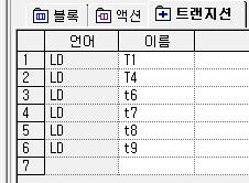 트랜지션목록 ] 항목을선택합니다.