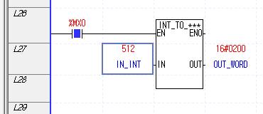 (INT WORD 로변환 ) - 입력조건 (%MX0)