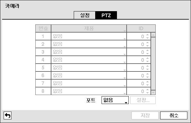 용도 : 일반 으로설정하는경우 DVR 설정대로화면에영상이표시됩니다. 잠금1 또는 잠금2 로설정하는경우, 잠금카메라보기 권한이없는사용자가로그인하면해당카메라영상이감시화면에보이지않고, 재생시에도해당카메라영상이재생되지않습니다.