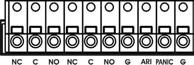 사용설명서 부록 F 커넥터배치 입출력커넥터배치 1 ~ 8 알랍입력 1 ~ 8 G Ground ( 접지 ) (6 개의커넥터 ) NC C NO ARI PANIC 릴레이알람출력 (Normally Closed) ( 알람이발생하지않을시 Common 단자와연결 ) 릴레이 Common 릴레이알람출력 (Normally Open) ( 알람발생시 Common 단자와연결 )