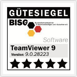 외부전문가평가 당사의소프트웨어 TeamViewer는연방 IT 전문가및리뷰어협회 (Bundesverband der IT-Sachverständigen und Gutachter e.v., BISG e.v.) 로부터파이브스타품질마크 ( 최고등급 ) 를수상했습니다. BISG e.v. 의독자적인리뷰어들은자격이인정되는제조사의제품에대해각각의품질, 보안, 서비스영역을조사합니다.