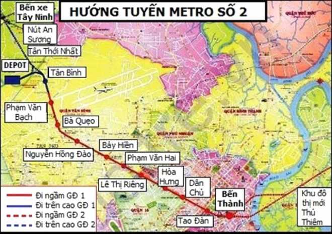 베트남, 호치민메트로 2 호선 & 6 호선투자계획 ㅇ호치민메트로 2 호선 - 지난 16 일호치민시도시철도위원회는호치민시메트로 ( 도시철도 ) 1 호선 (Ben Thanh~Soui Tien) 은계획대로공사가추진되고있는한편, 메트로 2 호선은 (Ben Thanh~Tham Luong) 은 8 억불의추가투자가필요하다고밝혔다.