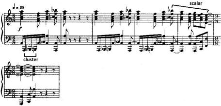 52 피아노음악연구 < 악보 3> 첫번째프레이즈, mm. 1-6 Section I ( 마디 1-29) 은 4개의프레이즈로구성되어있으며각각의프레이즈는짧은쉼표에의해구분되어진다.