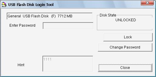 3-4 보안영역사용하기 (Logout) 가. 보안영역에서 Lock( 로그아웃 ) 하려면위의그림과같이작업표시줄의열쇠모양아이콘 을더블클릭하여 USB Flash Disk Login Tool 을실행합니다. 나. 위와같은화면에서 <Lock> 버튼을클릭합니다.