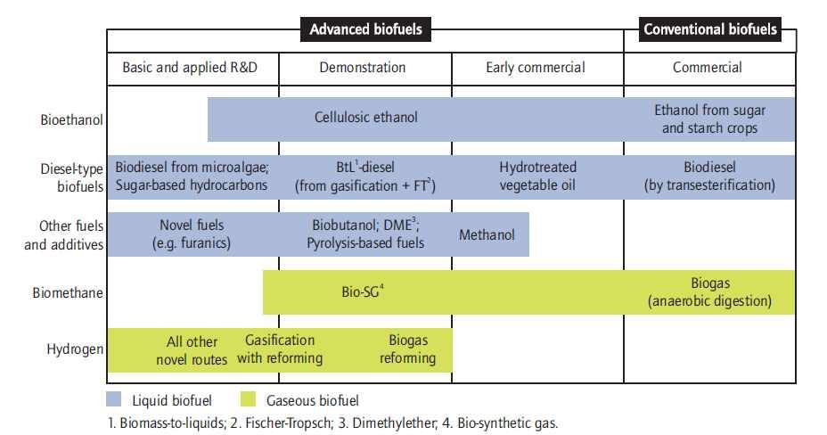 그림 바이오연료종류별기술개발현황 * 출처 : IEA, Technology Roadmap: Biofuels for Transport, 2011 n BtL