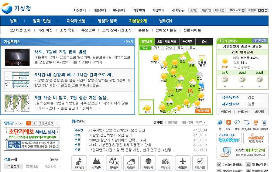 제 3 부우리나라기상기술과서비스현황 1.3 초단기예보시범서비스 기상청에서는 2008년 10월동네예보를시행하여기존광역예보체계에서읍 면 동단위의상세한예보를시행하고있다. 동네예보는성공적으로정착한것으로평가되고있으나, 단시간예측등에대한지속적인요구와함께짧은시간에발생소멸하는기상상황에신속한대응을위하여 2010년 6월 15일부터홈페이지를통해초단기예보시범서비스를실시하였다.