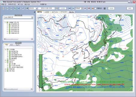 이에 2006년부터 웹기반기상분석시스템개발 사업을추진하여, 직접원시자료에서필요한자료만을추출하는형태로개발되어별도의자료전송과정이없으며, 통신대역폭이낮은지방에서도효율적인사용이가능한형태로개발되었다. WebFAS 는사용방법이간단하고접근성이용이하며, 과거와실시간자료를신속하게조회할수있는장점이있다. 또한특정서버에제한받지않으므로관리와운영면에있어서도장점을갖는다.