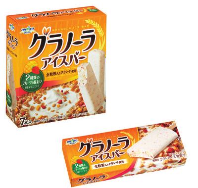 아이스크림 2015 년 1 월 6 일 가격 120 엔 ( 세금별도 ) 용량 75 ml 일본, 오하요유업 그래놀라아이스바 맛있는건강식으로인기인후르츠그래놀라와아이스크림을조합해만든제품.