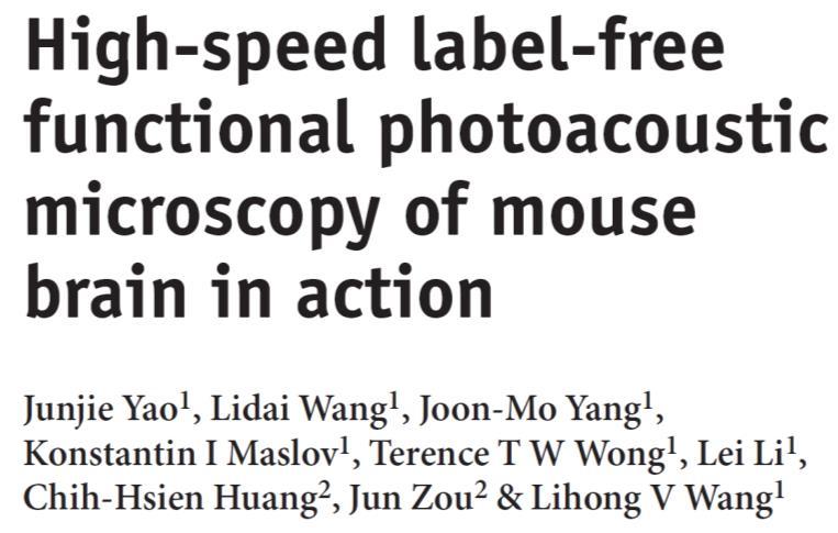 1. 광음향현미경이용쥐의뇌이미징법 NATURE METHODS published online 30 March 2015; doi:10.1038/nmeth.