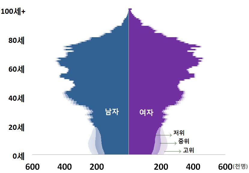 노인인구에대비한 ) 생산가능인구의급격한감소를동반하는특징을보인다.