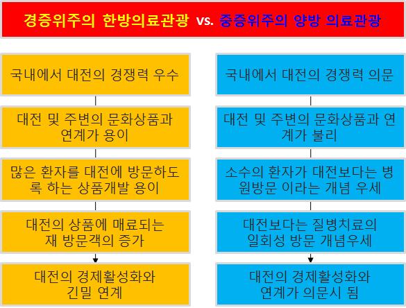 Ⅶ. 대전한방의료관광활성화방안 [ 그림 Ⅶ-6] 경증위주의한방의료관광 vs.