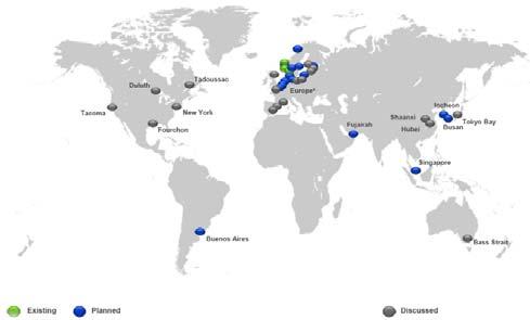 Planned 단계의프로젝트들은, North Sea & Baltic areas for small-scale LNG bunker, Port Hirtshals (Denmark Gasnor), Zeebrugge(Belgium Fluxys) 와발틱과북해