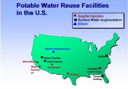 또한, 캘리포니아주물재이용기획단 (Recycled Water Task Force) 에서발간한자료에의하면, 2000년 1년동안 495,264천m3 (1일 1,357천m3 ) 의방류수를재이용하였음.