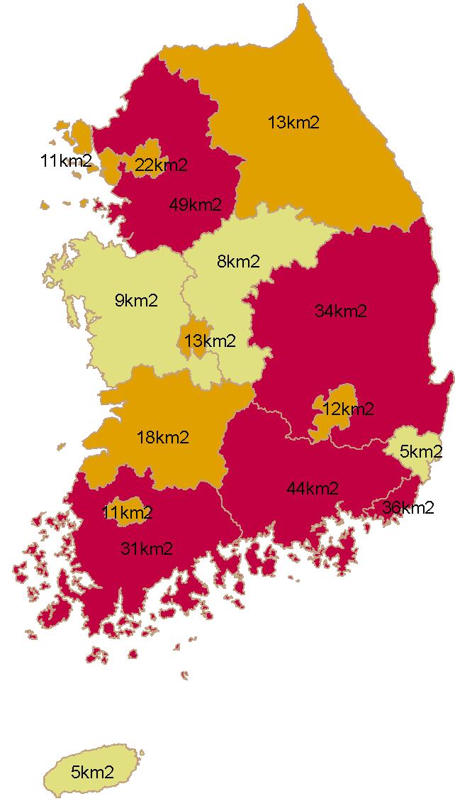 Ⅵ 결 론 a. 도시공원면적 b. 도시공원수 그림 6-3.