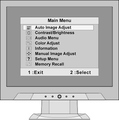 OSD 제어의 Main Menu ( 메인메뉴 ) VA903m 전면제어패널 ( 자세한내용은아래참조 ) VA903b 강조표시된제어에대한제어화면을표시합니다.