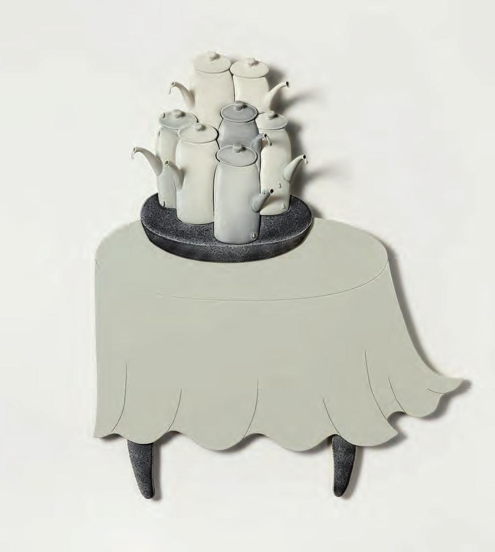 신동원, tea party, porcelain, MDF, paint, 96 116 12cm, 2010 느끼다