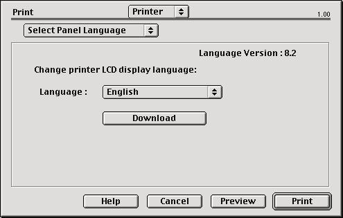 PRINT 옵션 - SELECT PANEL LANGUAGE 프린터 LCD 의기본표시언어는영어입니다.