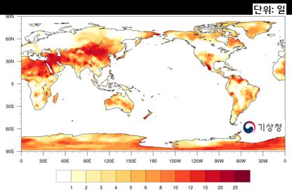 전세계이상기후 a) 이상고온발생일수 ( 최고기온 ) b) 이상저온발생일수 ( 최저기온 ) 아프리카북부, 중동,