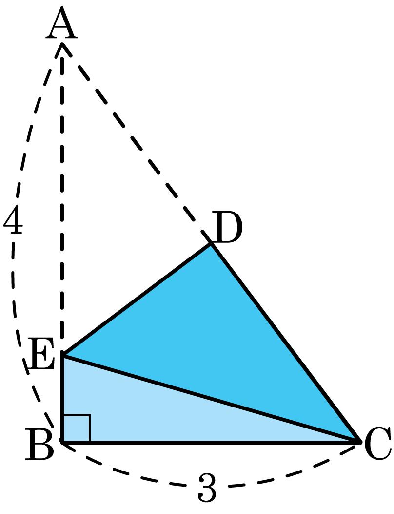 4. 다음그림과같이 B = 90 인직 각삼각형 ABC 의빗변 AC 를두 점 A 와 C 가겹쳐지도록접었을 때, CDE 의둘레의길이는?