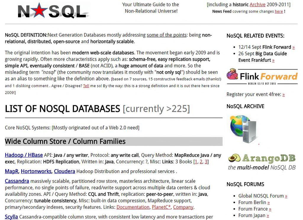 데이터이스시스템 빅데이터 ( 출처 ) http://nosql-database.