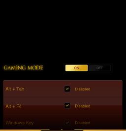 게임 이응용프로그램을시작하면스위치블레이드사용자인터페이스가게임모드옵션화면으로바뀝니다. 게임모드를켜거나끔으로써 Windows 키를비활성화 / 활성화하도록선택할수있습니다.