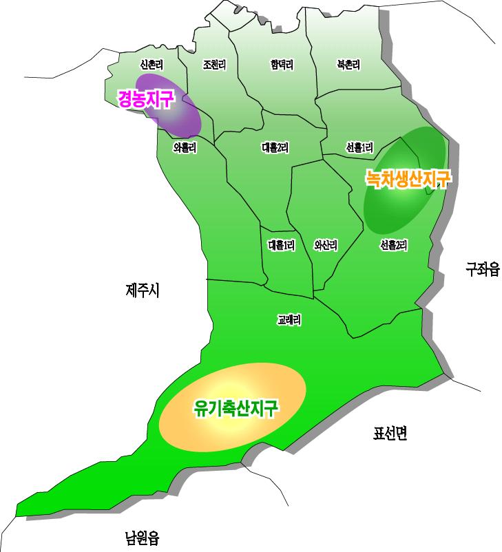 < 표 5-3> 농업지구별시설및장비배치계획지역시설및장비 친환경농자재생산시설및장비 ( 미생물배양시설, 퇴비발효공장, 액비생산시설등 ) 신촌지역선흘지역교래지역 감귤 양파 마늘등복합착즙가공시설 감귤및채소류물류센터 ( 저온저장시설, 건조 동정 포장시설등 )