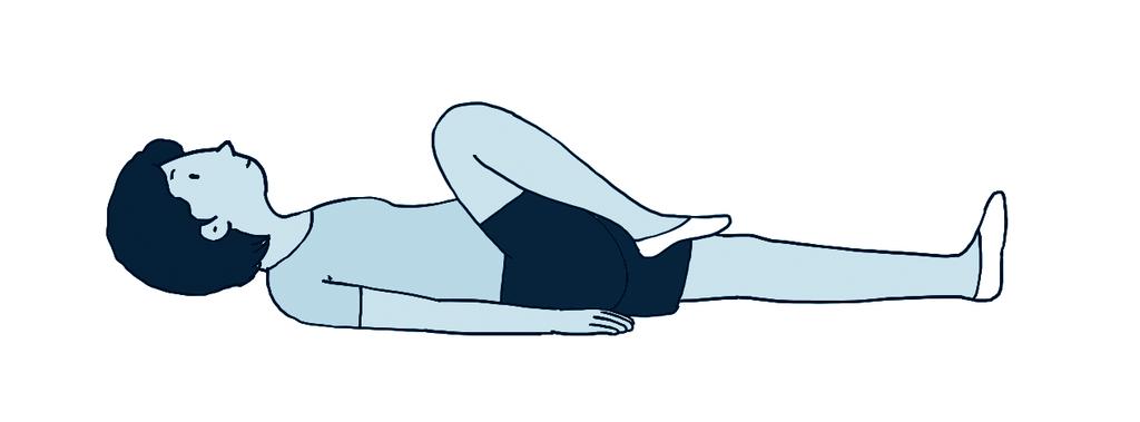 운동 5 : 산후제 8 일부터시작 우측무릎을올려허벅다리가배에닿도록하며또발이엉덩이 ( 둔부 ) 에닿도록한다.