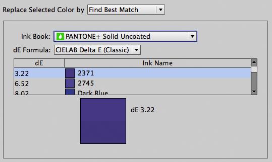 6 Find Best Match will scan the selected Ink Book, and list the inks with the lowest de compared to the ink you want to replace. At the bottom, the New and the Current ink are shown side by side.