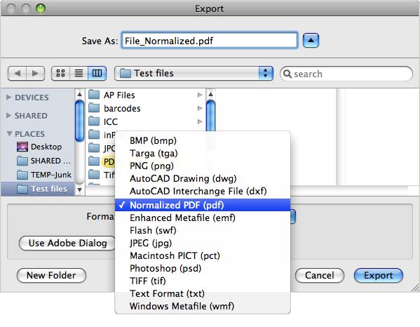 3...및 기타 문서 속성. 3.2.2 Normalized PDF로 파일 저장 PDF Export를 사용하여 Illustrator 파일을 표준 PDF로 저장하려면 1. 파일 > 내보내기...로 이동합니다. 2. 대화 상자가 열리면 파일의 이름과 위치를 선택하고 표준 PDF(pdf) 형식을 선택합니다. 3. 내보내기를 클릭합니다.