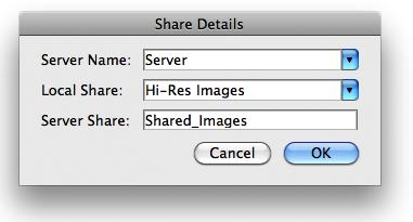 3 로컬 Mac에 나타난 것처럼 로컬 공유에는 이미지가 포함된 공유 폴더 이름을 입력합니다.