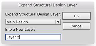 3 구조 디자인 레이어 확장 Window > Esko > 구조 디자인 > 구조 디자인 레이어 확장...을 선택합니다. 새 Illustrator 레이어로 확장하려는 구조 디자인 레이어를 선택합니다. 구조 디자인 레이어의 모 든 아트는 새 Illustrator 레이어에 복사됩니다.