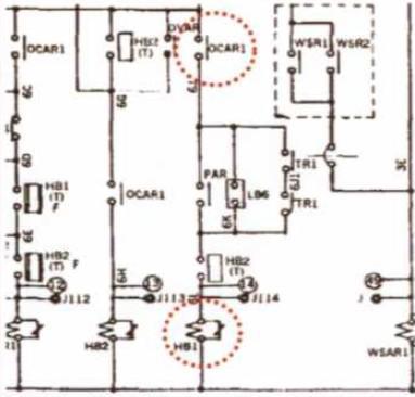 MF(Main Fuse) & HB1 spring for adjustment of set point on HB1 Fig. 13 control circuit & HB1 Fig.