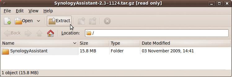 2 나타나는파일브라우저창에서 Linux 폴더를두번클릭한다음, Synology Assistant-[ 번호 ].tar.gz 를두번클릭합니다. 4.