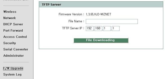 3.4.9 Firmware Upgrade TFTP Server - Firmware Version : 현재펌웨어버전을나타냅니다.