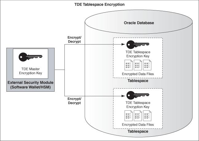 1. TDE Tablespace Encryption TDE tablespace 암호화기법은테이블스페이스젂체를암호화합니다. 암화화테이블스페이스안에생성된모든 objects 는자동으로암호화됩니다.