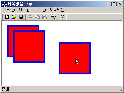 실습 8.1 마우스클릭위치를중심으로스타일을갖는사각형을그려보자.