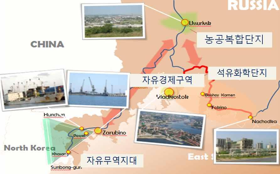 청진까지총 380km의구간으로서송전규모는 50만kWh 이다. 이중러시아구간은블라디보스토크에서크라스키노까지 250km, 북한구간은크라스키노로부터청진까지 130km이다. 러시아는극동지역에대규모수력발전소건설, 조력발전소등을계속적으로건설할계획을가지고있는데극동지역에산업기반시설이많지않아서당장전력수요가크게늘어나지않을것이라는점에서전력수출을감안하고발전소건설을추진하고있다.