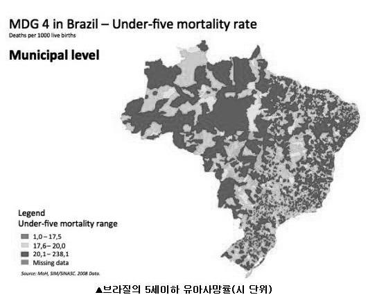 104 국제보건복지정책동향 개선돼국제수준보다훨씬낮은것으로나타났지만주단위와시단위로세분화하면국가통계에서는드러나지않았지만여전히유아사망률이높은지역이드러난다.