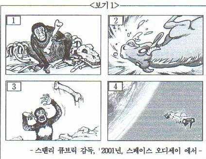 논술을위한비문학독해.hwp 65 68. < 보기 2> 는 < 보기 1> 의영화를보고나눈대화의일부이 다. ᄂ을바탕으로할때, < 보기 2> 의 a 에들어갈내용으 로가장적절한것은?