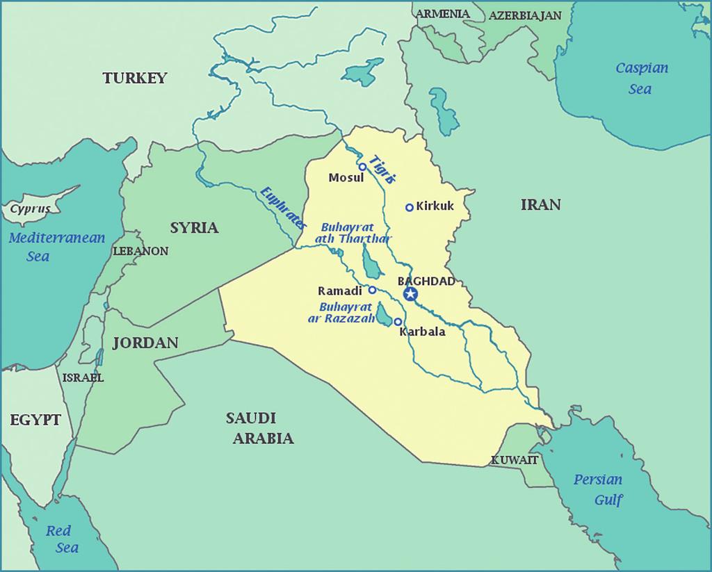 IRAQ 01 지정학적위치 중동, 아라비아반도북동부, 걸프만 ( 아랍만 ) 북부 북쪽으로는터키,