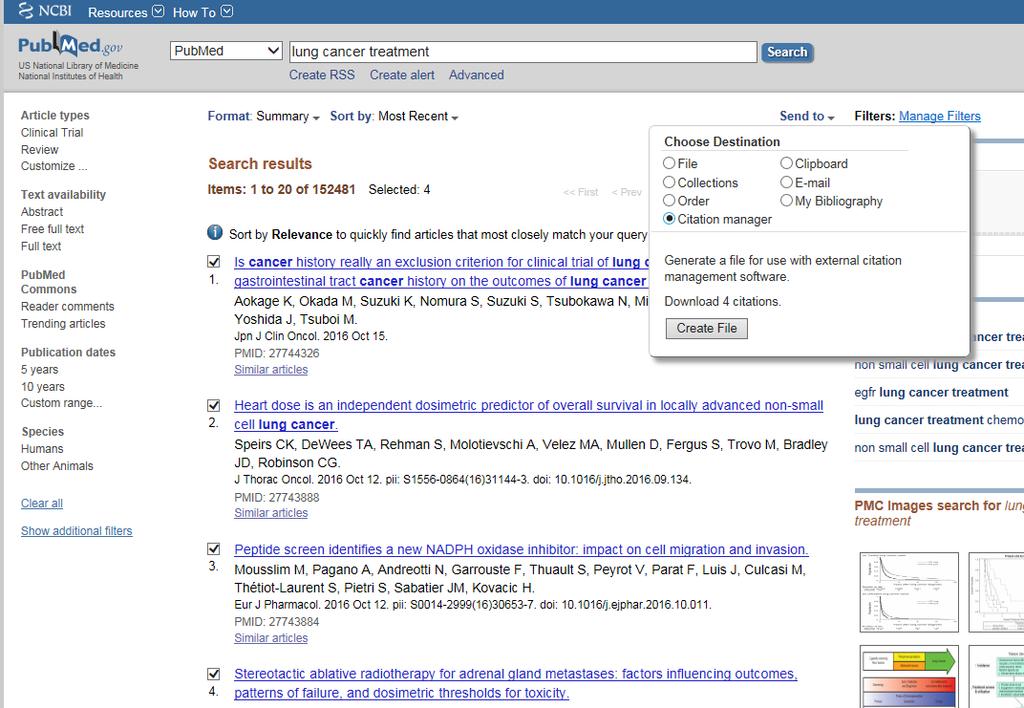 Citation manager 클릭 4 Create File 클릭 자동으로 EndNote 에반입됨 (EndNote 를켜둔상태여야함 ) Web