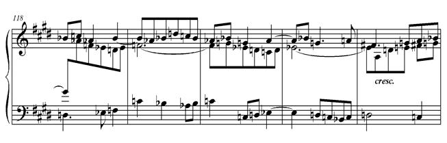 쇼스타코비치 < 전주곡과푸가 > Op. 87 in c#minor: 푸가 를중심으로 31 ( ㄴ ) Part III-2 ( 재현부 ) Part III-2는주제가원조로재현되는부분으로제1성의 G# 이 III-2의에피소드가마무리될때까지지속음으로계속유지된다.